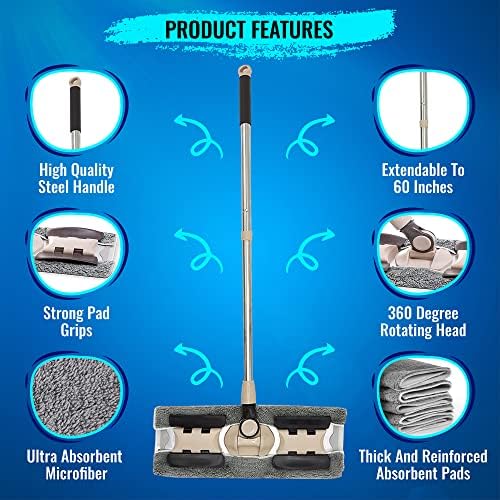 MAYSHINE 360 Spin Dust Mop with 5 Reusable Pads 1