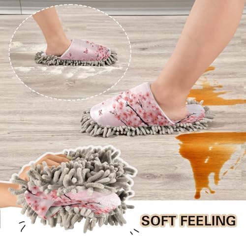 Cherry Blossom Microfiber Cleaning Slippers - Large Size