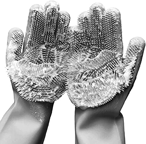 Forliver Cleaning Gloves with Silicone Bristles 1 Pair