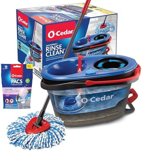 O-Cedar EasyWring RinseClean Microfiber Spin Mop Bucket with Lavender PAC Variety Pack