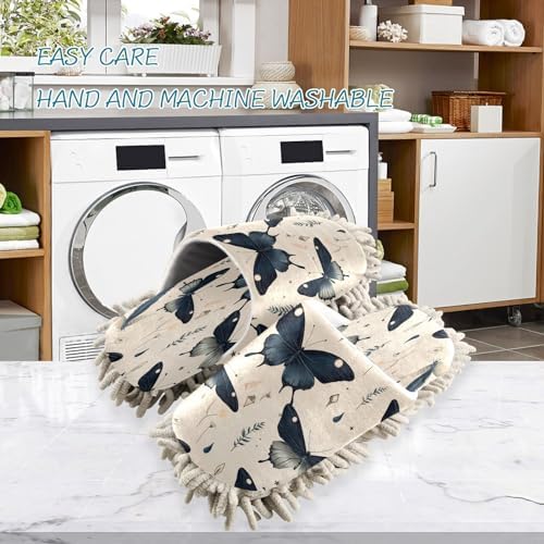 Bulletgxll Black Butterflies Mopping Slippers - M
