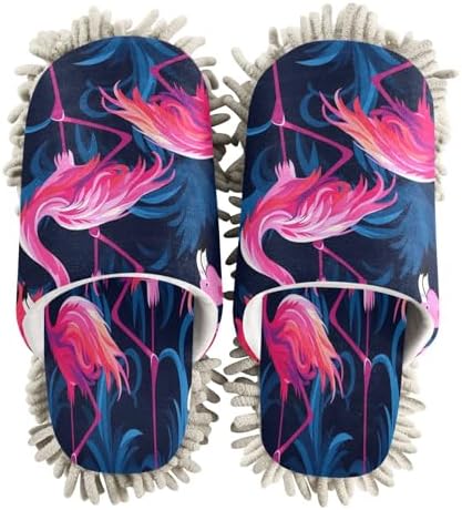 Bulletgxll Pink Flamingo Mopping Slippers Washable