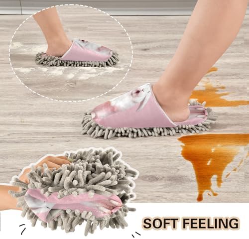 Bulletgxll White Rabbit Mopping Slippers - Washable Soft and Effective