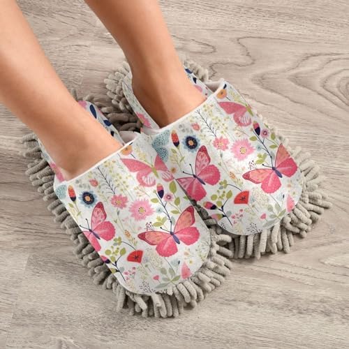 Butterflies and Flower Microfiber Cleaning Slippers Mop