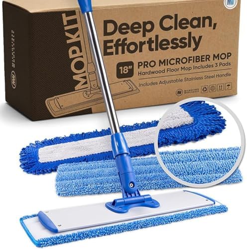 18 Inch Professional Hardwood Floor Mop - Dry Wet Mop for Wood Laminate Tile Vinyl