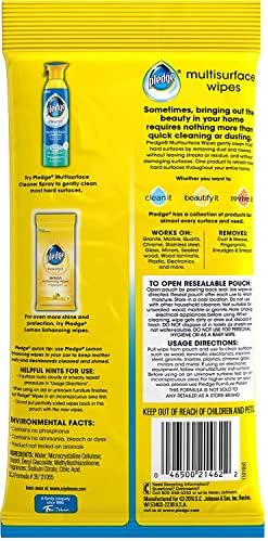 Pledge Multi-Surface Furniture Polish Wipes - Citrus Scent Pack of 6 150 Total Wipes