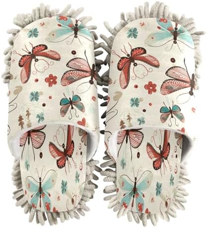 Dragonfly Pattern Mopping Slippers - M