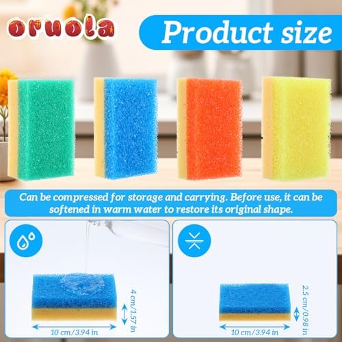 4PCS Blue Sponge Dual-Sided Temperature Scrubby Sponges for Kitchen Bathroom Car