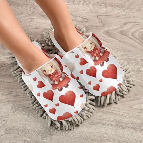 Bulletgxll Cartoon Girl Mopping Slippers - M