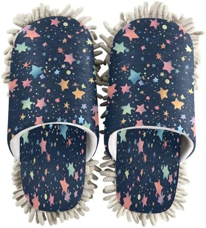 Stars Pattern Microfiber Cleaning Slippers for Men Women