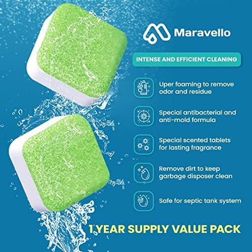 Maravello Garbage Disposal Cleaner 28 Tablets One Year Supply