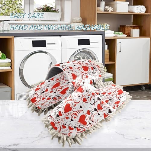 Bulletgxll Love and Red Hearts Cleaning Slippers