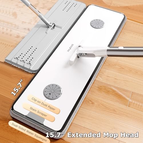 O-MART Mop and Bucket Set - Dual Bucket 4 Microfiber Pads 360 Rotating Head Wet and Dry Use All Floor Types