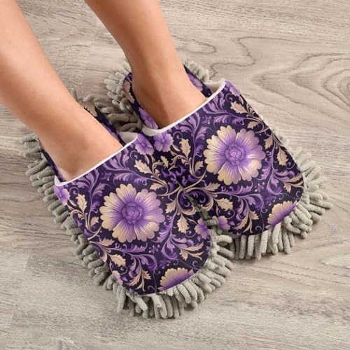 Bulletgxll Antique Floral Mop Slippers for Cleaning