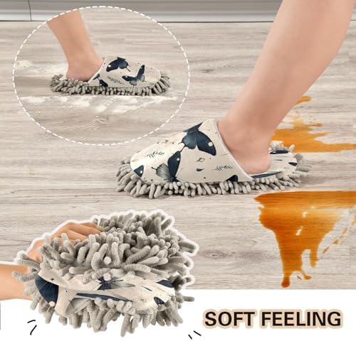 Bulletgxll Black Butterflies Mopping Slippers - M