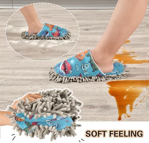 Bulletgxll Cartoon Sea Animals Mopping Slippers - L