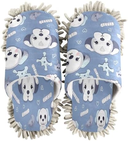 Bulletgxll Dog Heads Mopping Slippers - M