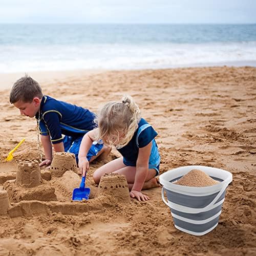 Goderewild 26 Gallon Collapsible Bucket - Square Mop Bucket for House Cleaning Car Wash Camping Grey