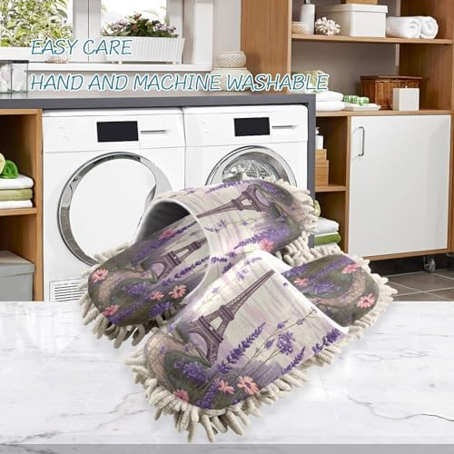 Bulletgxll Lavender Mop Slippers - Washable and Comfortable