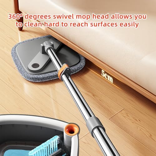 KZKR Spin Mop and Bucket Set with 4 Microfiber Pads