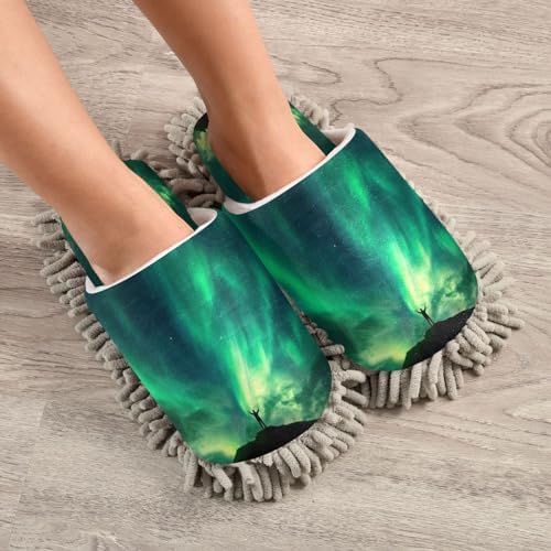 Zhirexin Green Aurora Borealis Cleaning Slippers 1
