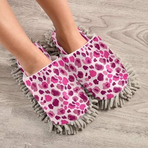 Zhirexin Leopard Microfiber Mop Slippers for Men Women