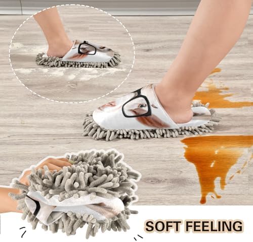 Bulletgxll Cute Goat Mop Slippers Washable Floor Mop for Men Women