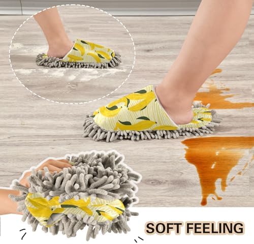 Bulletgxll Banana Pattern Mop Slippers - Washable and Comfortable