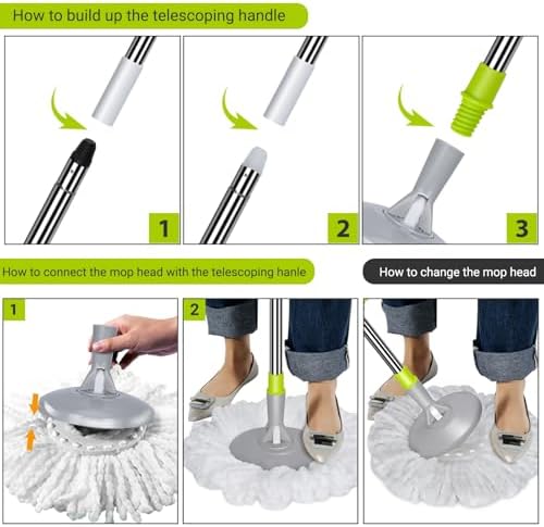 MASTERTOP Spin Mop and Bucket with Wringer Set 1