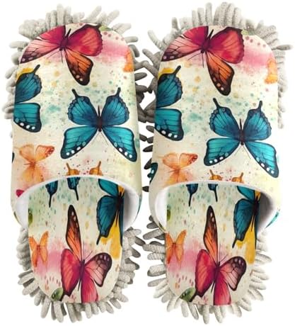 Bulletgxll Colored Butterflies Mopping Slippers Washable