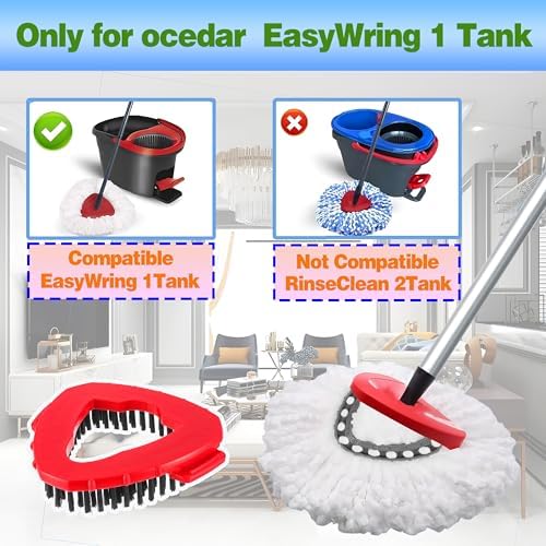Spin Mop Replacement Heads and Brush Set for O Cedar EasyWring 1-Tank System