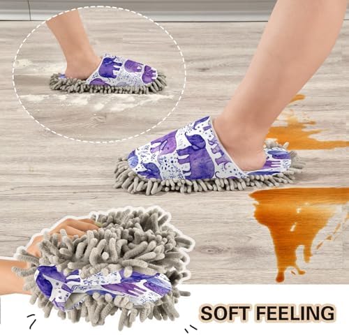 Bulletgxll Colourful Elephants Mopping Slippers for Men Women