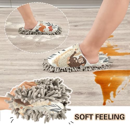 Bulletgxll Cute Animals Mopping Slippers - L