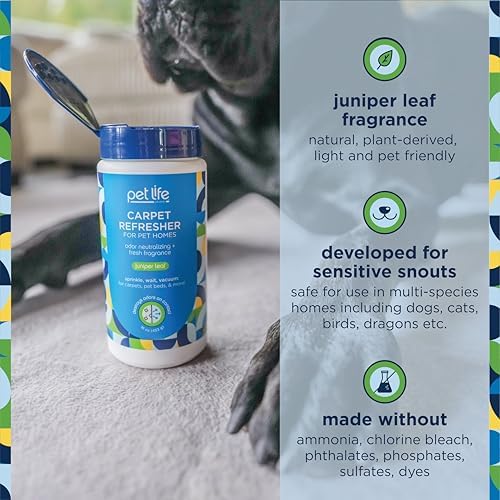 Pet Life Unlimited Carpet Refresher Deodorizer Powder - Pet Safe Juniper Leaf Scent 16oz Pack of 3