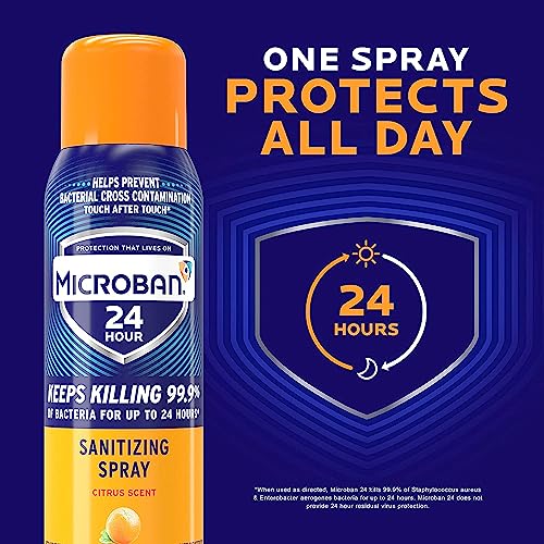 Microban Disinfectant Spray 24 Hour Protection Citrus Scent 2 Count 15oz Each