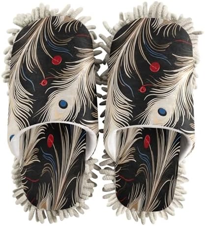 Bulletgxll Fancy Feathers Mopping Slippers for Men and Women