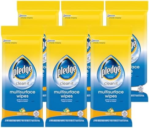 Pledge Multi-Surface Furniture Polish Wipes - Citrus Scent Pack of 6 150 Total Wipes
