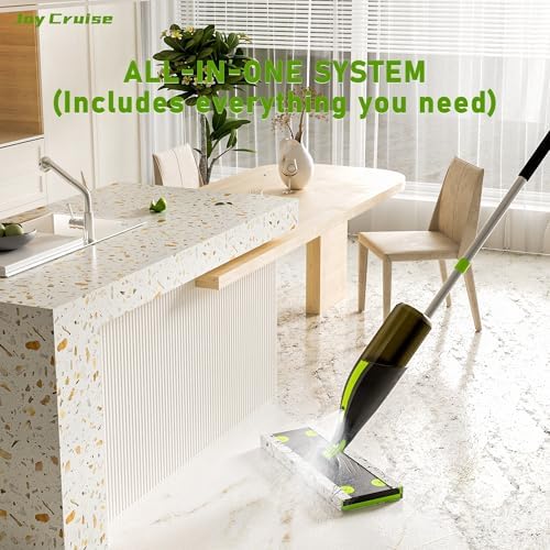 Purifine Floor Cleaner Mop Kit with 60 Dry Pads 420ML Refillable Bottle