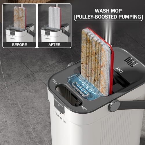 HoMettler 3-Tank Mop and Bucket Set with 6 Microfiber Pads