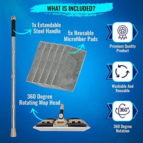 MAYSHINE 360 Spin Dust Mop with 5 Reusable Pads 1