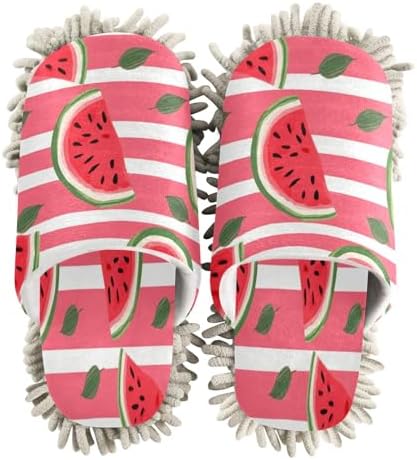 Bulletgxll Pink Stripes Microfiber Cleaning Slippers - L