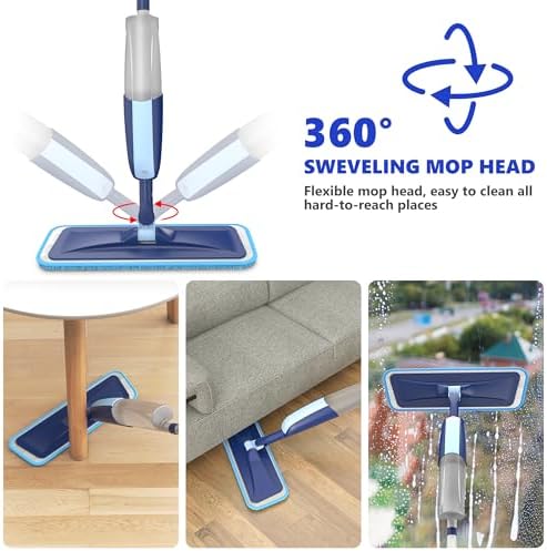 MANGOTIME Microfiber WetDry Mop with 4 Reusable Pads