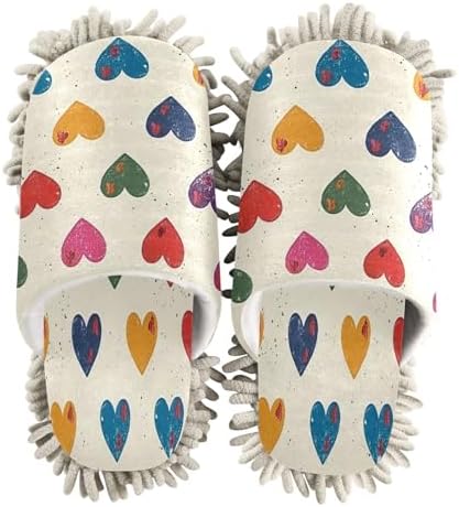 Bulletgxll Colored Hearts Mopping Slippers - L