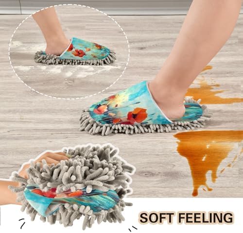 Orange Flowers Microfiber Cleaning Slippers - L Size