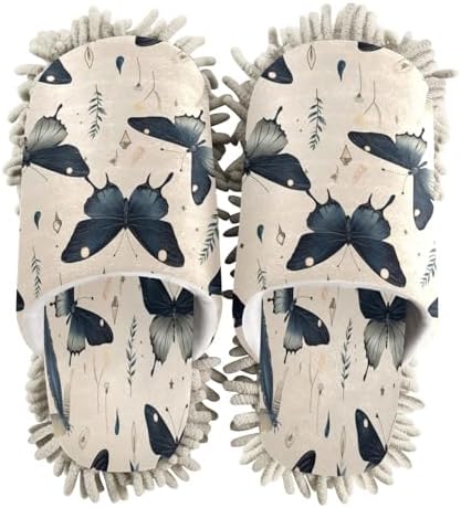 Bulletgxll Black Butterflies Mopping Slippers - M