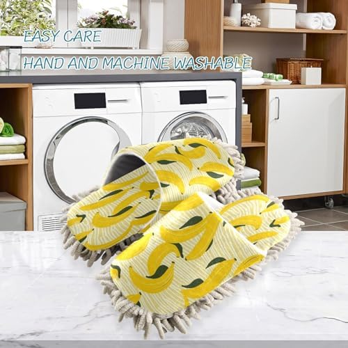 Bulletgxll Banana Pattern Mop Slippers - Washable and Comfortable