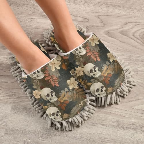 Halloween Skull Cleaning Slippers Microfiber Mop