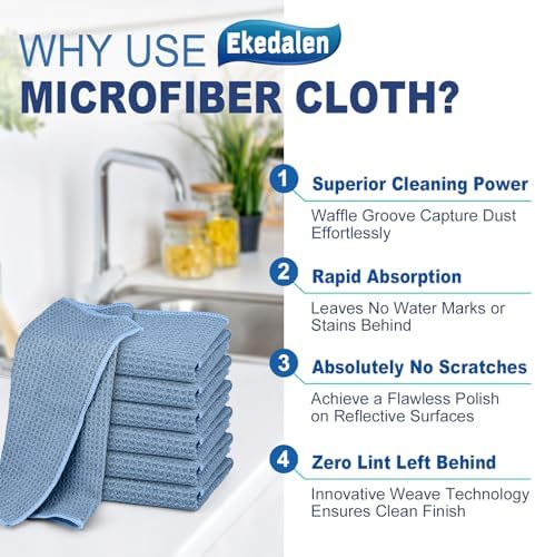 Ekedalen Waffle Weave Microfiber Cleaning Cloth 6 Pack