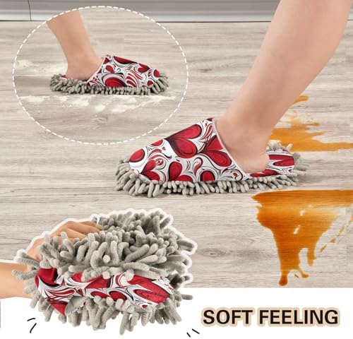 Bulletgxll Valentine Hearts Mopping Slippers for Men Women