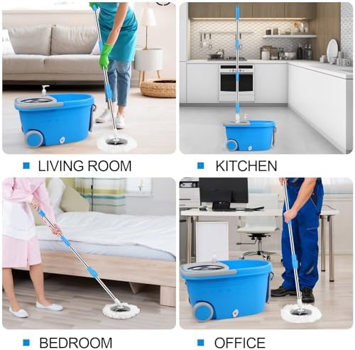HYZSWGC Spin Mop and Bucket with Wringer Set